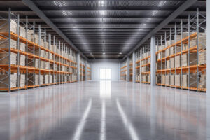 A warehouse with orange racking in El Paso.